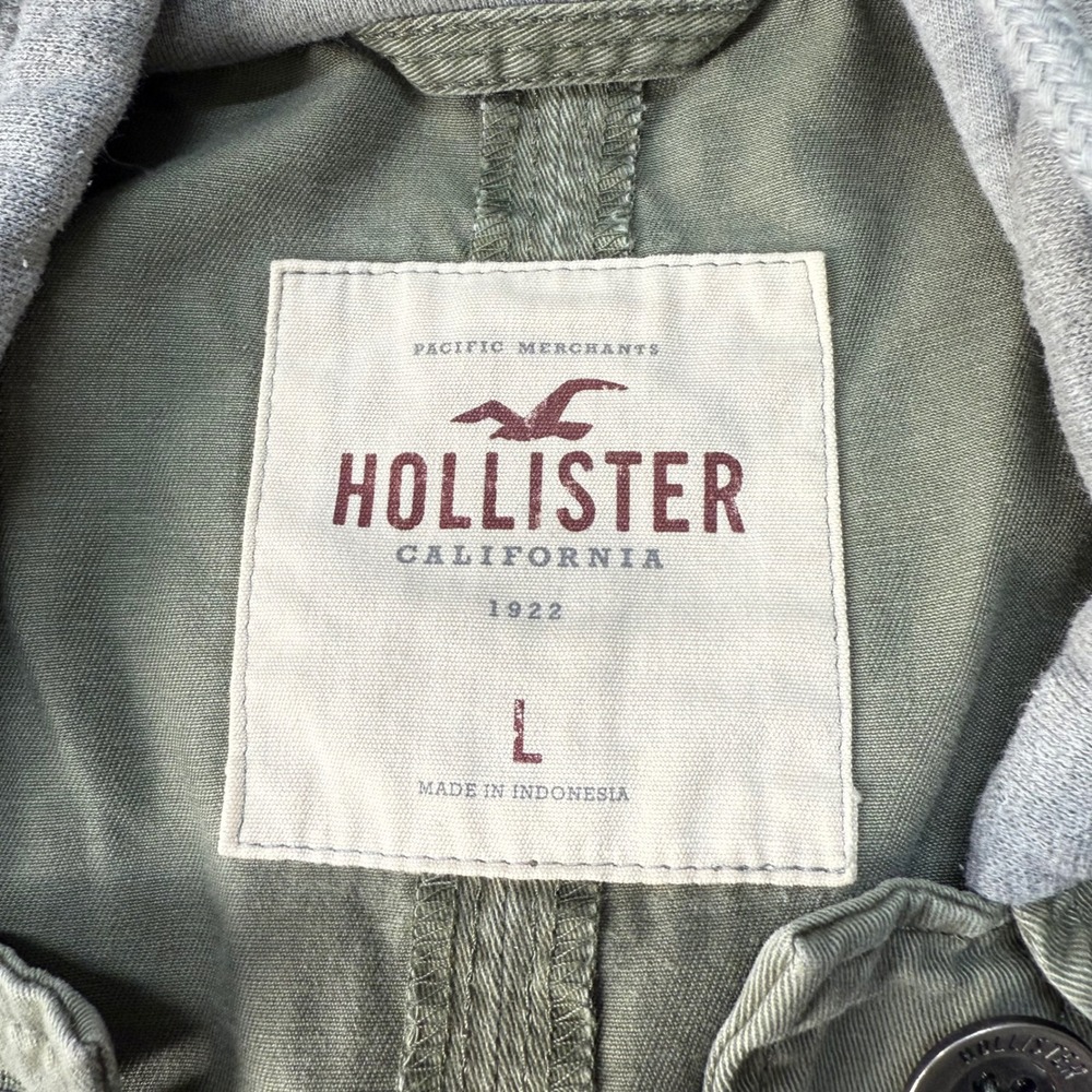 Hollister Women's‎ Army Green Anorak Jacket Gray Sweatshirt Sleeves And Hood - Picture 8 of 10